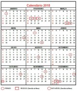 Calendário ALMG 2018