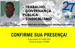 CICLO DE PALESTRA FENALE (TRABALHO, GOVERNANÇA PÚBLICA E SINDICALISMO) NESTA TERÇA-FEIRA (4)